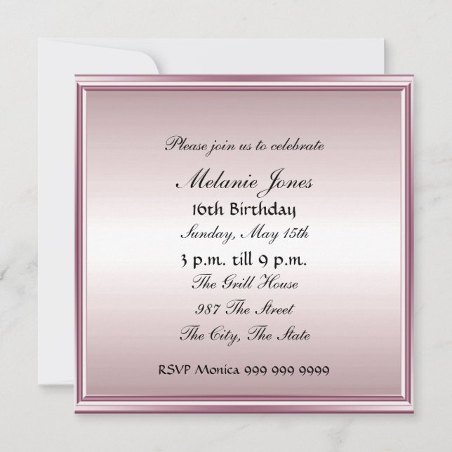 Invitation Sweet sixteen d'invitation populaire 16 (Devant)