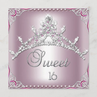 Invitation Sweet sixteen doux 16 argent rose blanc