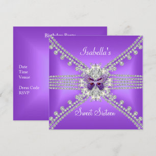 Invitation Sweet sixteen doux 16 papillon Lilac Pearl 2