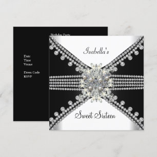 Invitation Sweet sixteen doux 16 Papillon noir blanc