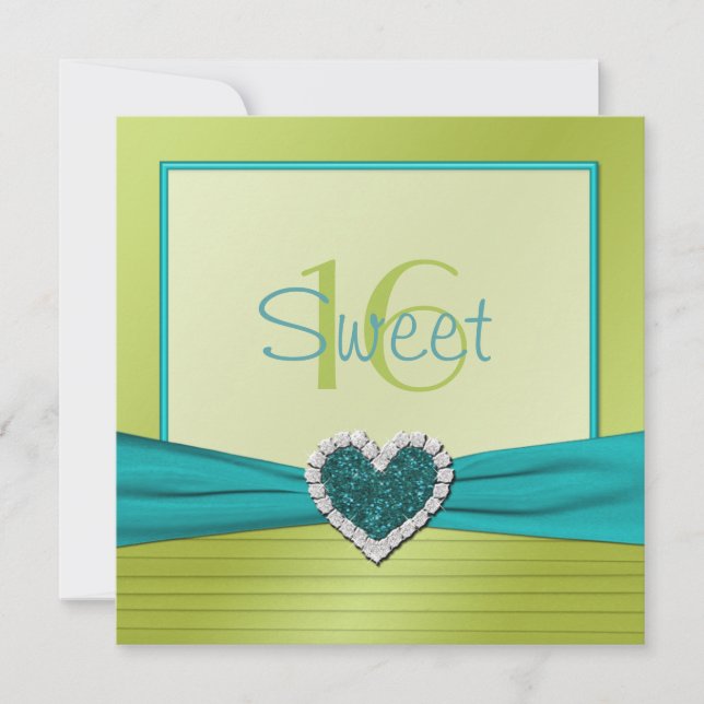 Invitation Sweet sixteen du coeur de la Parties scintillant t (Devant)