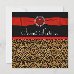 Invitation Sweet sixteen du léopard rouge