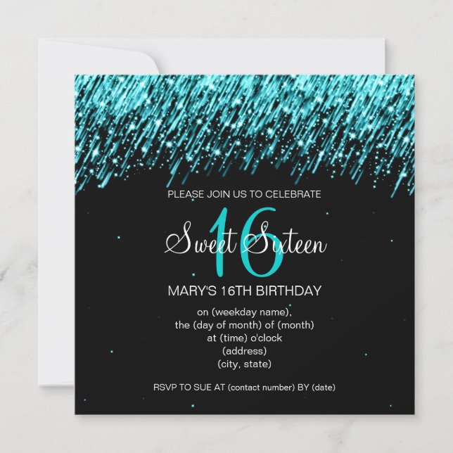 Invitation Sweet sixteen du Parti qui chute les étoiles Turqu (Devant)