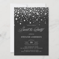 Sweet sixteen en damier Faux Argent Confetti