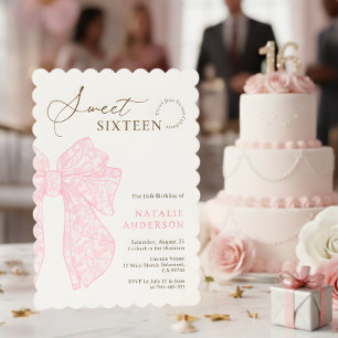 Invitation Sweet sixteen en dentelle rose florale