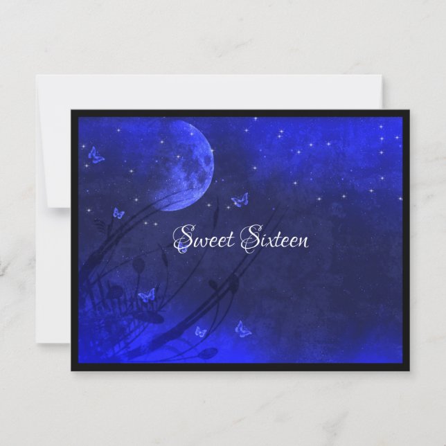 Invitation Sweet sixteen Enchanté Soirée violet noir (Devant)