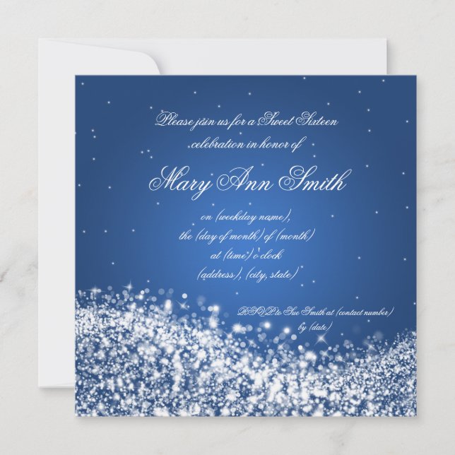 Invitation Sweet sixteen fête d'anniversaire Sparkling Wave B (Devant)