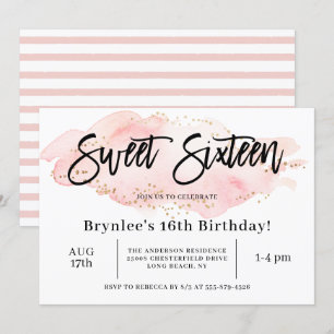 Invitation Sweet sixteen fête du 16e anniversaire