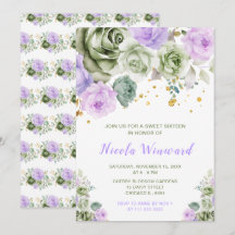Sweet sixteen floral vert Sage et violet