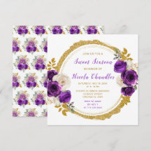 Sweet sixteen foncé violet et or élégant Fleurs