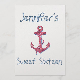 Invitation Sweet sixteen Girly, amusement, Ancre rose de