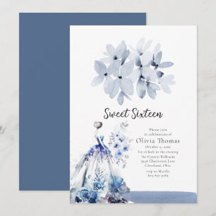 Invitation Sweet sixteen habillé de salle de bain bleu élégan