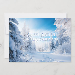 Invitation Sweet sixteen Hiver Wonderland Pins Arbres Neige