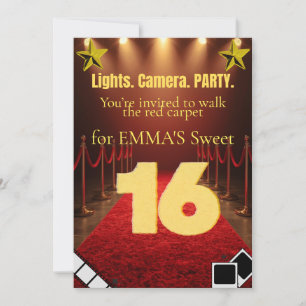 Invitation Sweet Sixteen Hollywood Glam - Noir &