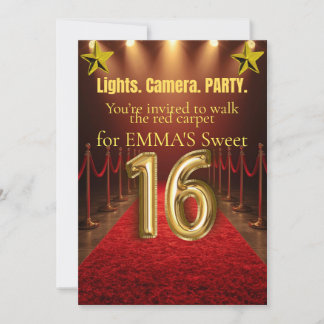 Invitation Sweet Sixteen Hollywood Glam - Noir &