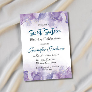 Invitation Sweet sixteen lavande bleu violet