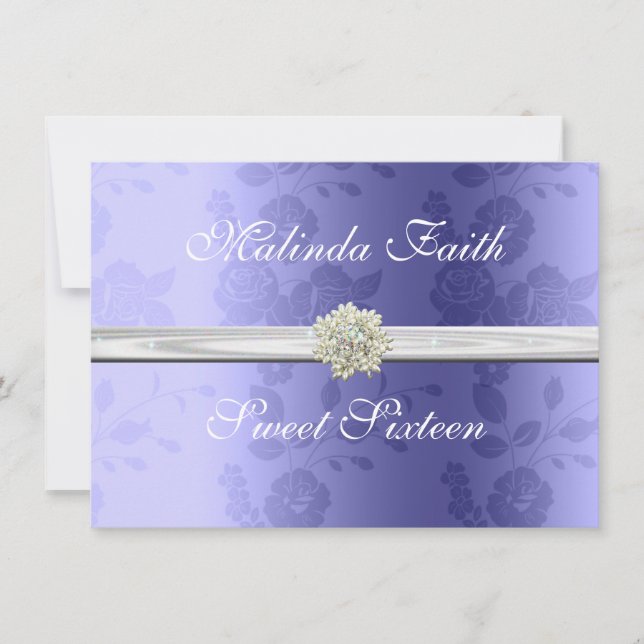 Invitation sweet sixteen, Lavande, Perles, (Devant)
