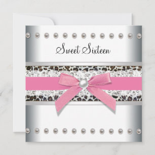 Invitation Sweet sixteen léopard rose