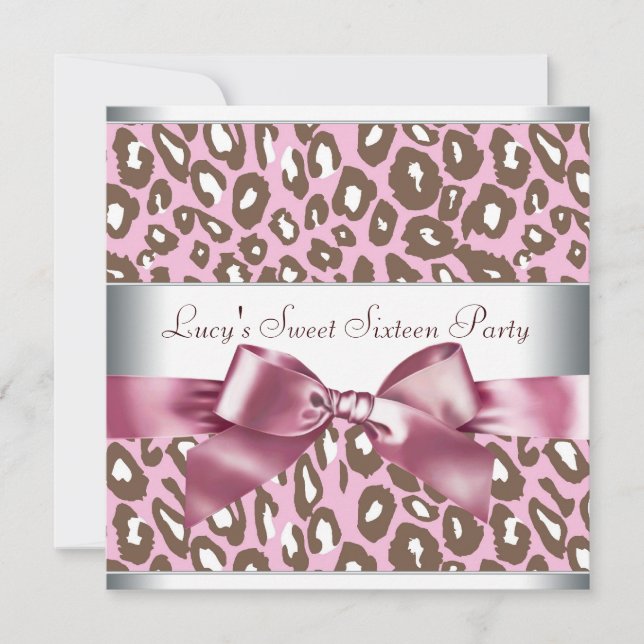 Invitation Sweet sixteen léopard rose Brown (Devant)