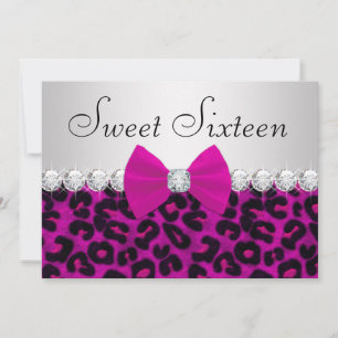 Invitation Sweet sixteen léopard rose chaud