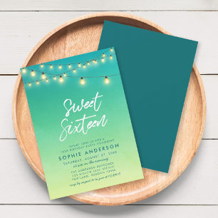 Invitation Sweet sixteen Lumières Aquarelle Verre de mer