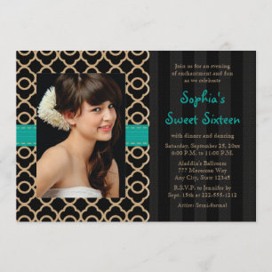 Invitation Sweet sixteen marocain Turquoise et or