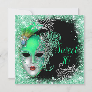 Invitation Sweet sixteen, Masquerade Ball Parties scintillant