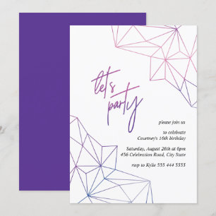 Invitation Sweet sixteen moderne géométrique fête d'anniversa