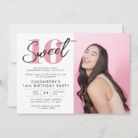 Sweet sixteen moderne rose avec photo
