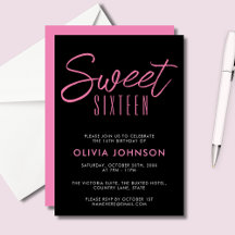 Sweet sixteen moderne rose et noir