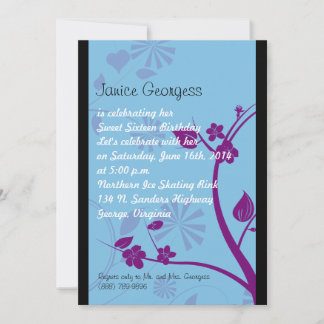 Invitation Sweet sixteen NOIR ET BLEU
