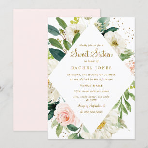 Invitation Sweet sixteen or rose floral