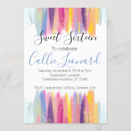 Invitation Sweet sixteen Parties scintillant aquarelle