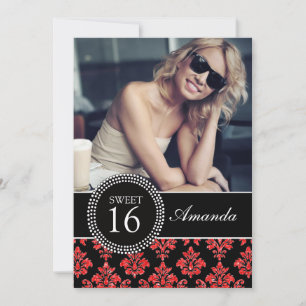 INVITATION SWEET SIXTEEN, PARTIES SCINTILLANT ROUGE, DOMMAQUE