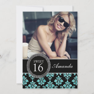 INVITATION SWEET SIXTEEN, PARTIES SCINTILLANTES BLEUES
