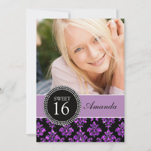INVITATION SWEET SIXTEEN, PARTIES SCINTILLANTES POURPRES,