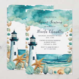 Invitation Sweet sixteen phare Nautique Anniversaire