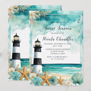 Invitation Sweet sixteen phare Nautique Anniversaire