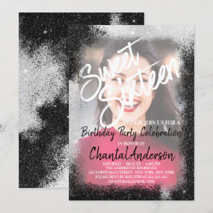 Invitation Sweet sixteen photo de la Parties scintillant d'ar