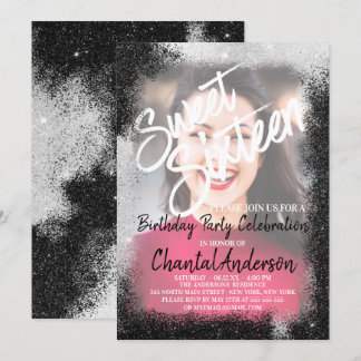 Invitation Sweet sixteen photo de la Parties scintillant en a