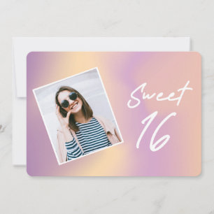 Invitation Sweet sixteen photo Girl rose dégradé rose Anniver