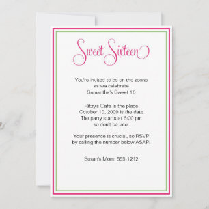 Invitation Sweet sixteen Preppy fête d'anniversaire