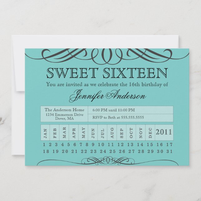 Invitation Sweet sixteen Punch Ticket (Devant)