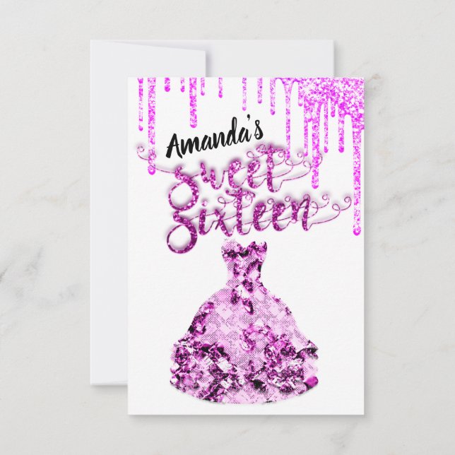 Invitation Sweet sixteen Robe Parties scintillant Drift Rose  (Dos)
