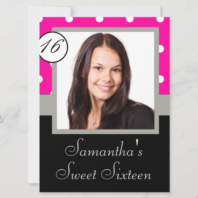 Invitation Sweet sixteen rose (Devant)