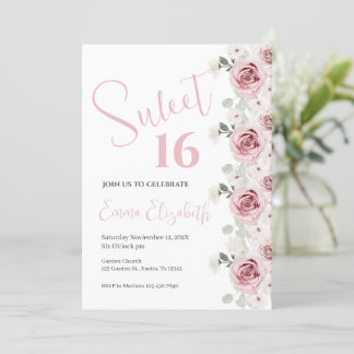 Invitation Sweet sixteen rose
