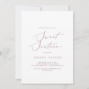 Invitation Sweet sixteen Rose d'or délicieuse Anniversaire