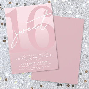 Invitation Sweet sixteen rose pâle 16e anniversaire