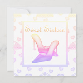 Invitation Sweet sixteen rose pastel CHAUSSURES ANNIVERSAIRE
