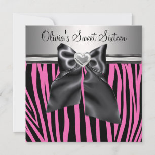 Invitation Sweet sixteen rose Zèbre